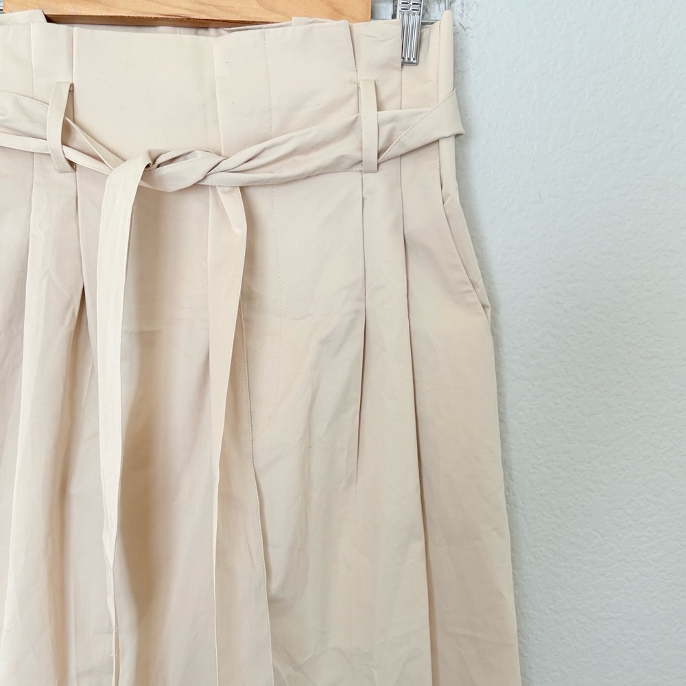 Zara High Waisted Culottes Tie Belt in Beige Sz X-Small